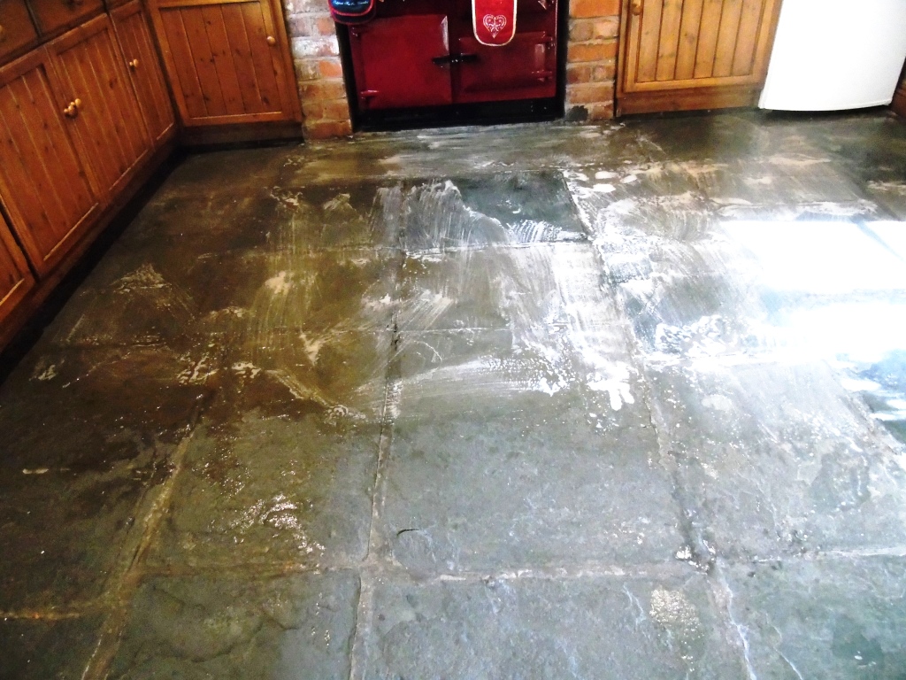 Salvaged Flagstone Floor During Restoration in Ledbury