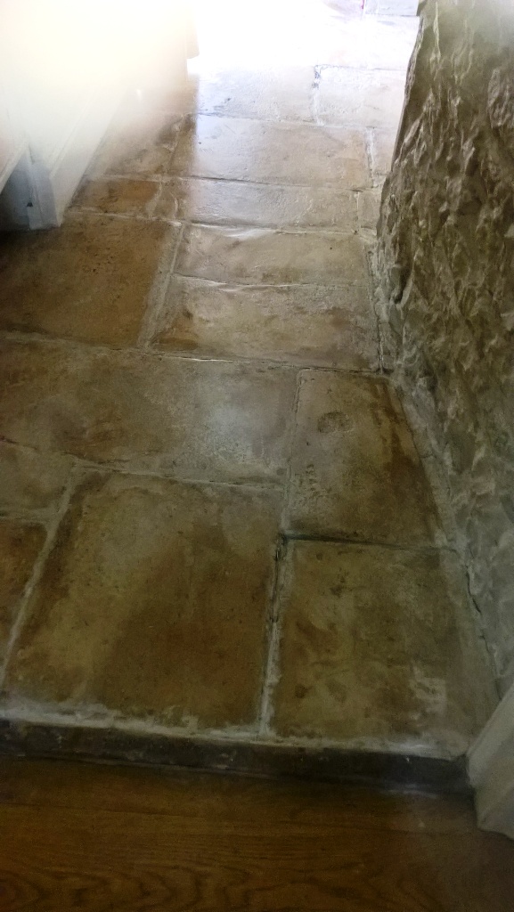 Old Flagstone Floor Before Restoration at Minchinhampton Cottage