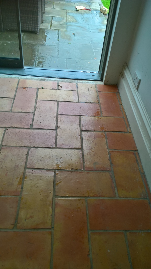 Terracotta Kitchen Floor Tiles in Bristol Before Cleaning