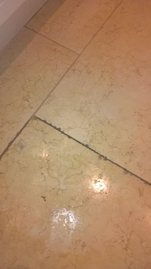 Polished Travertine Cirencester During Cleaning