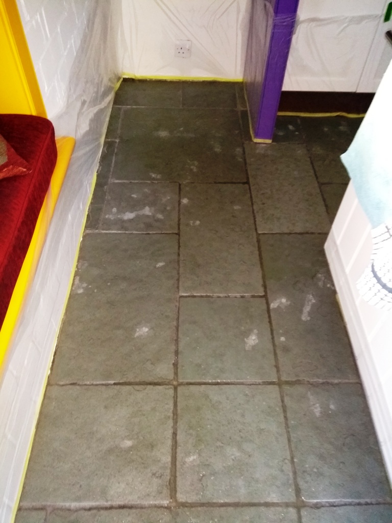 Flagstone Floor Before Cleaning Dursley