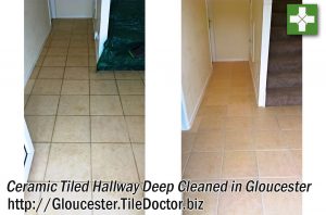 Ceramic Tiled and Grout Before and After Cleaning in Gloucester