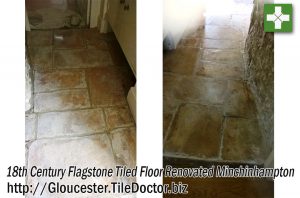 Old Flagstone Floor before and after Renovation in Minchinhampton