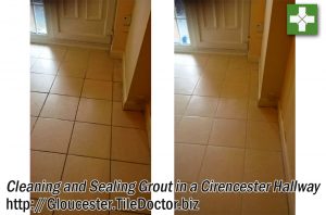 Ceramic Grout Hallway Before and After Cleaning and Sealing in Cirencester