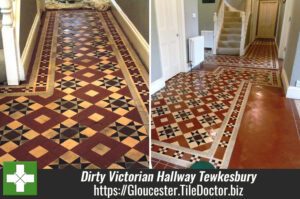 Dirty Victorian Hallway Tiles Rejuvenated in Tewkesbury