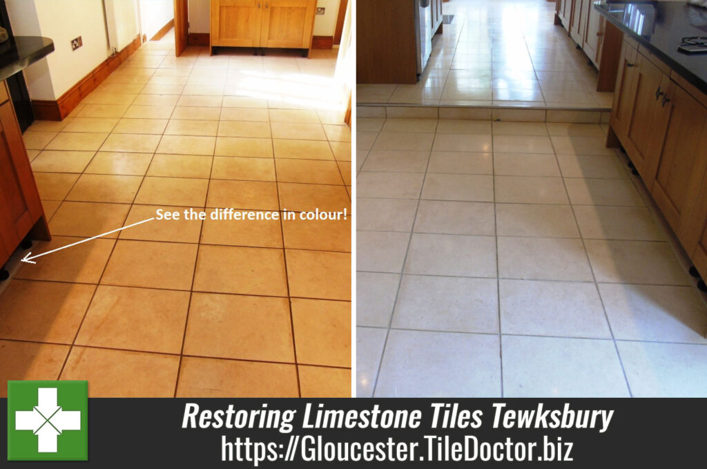 Restoring Limestone Tiles Sealed With Brown Wood Sealer in Tewksbury