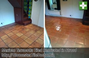 Mexican Terracotta Tiled Floor Before and After Renovation Stroud