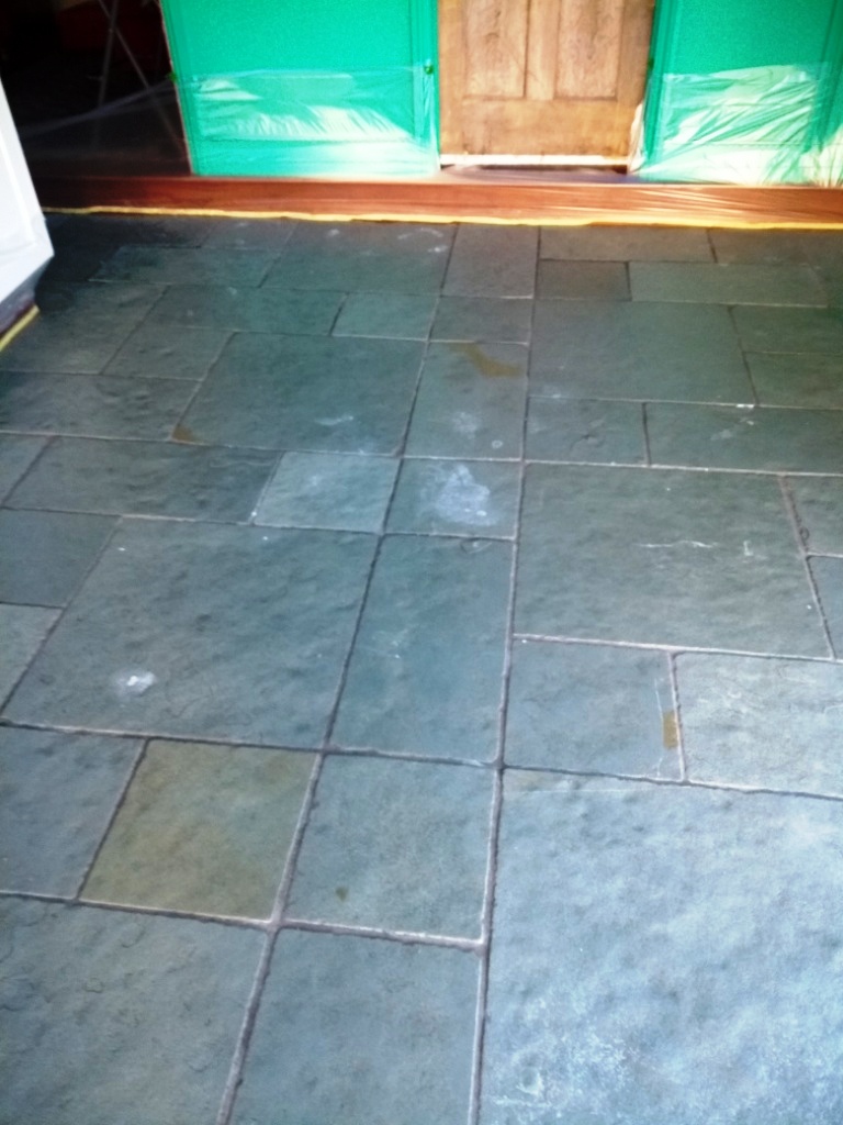 Flagstone Floor Before Cleaning Dursley