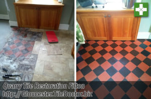 Quarry Tiled Floor Before After Vinyl Removal Filton