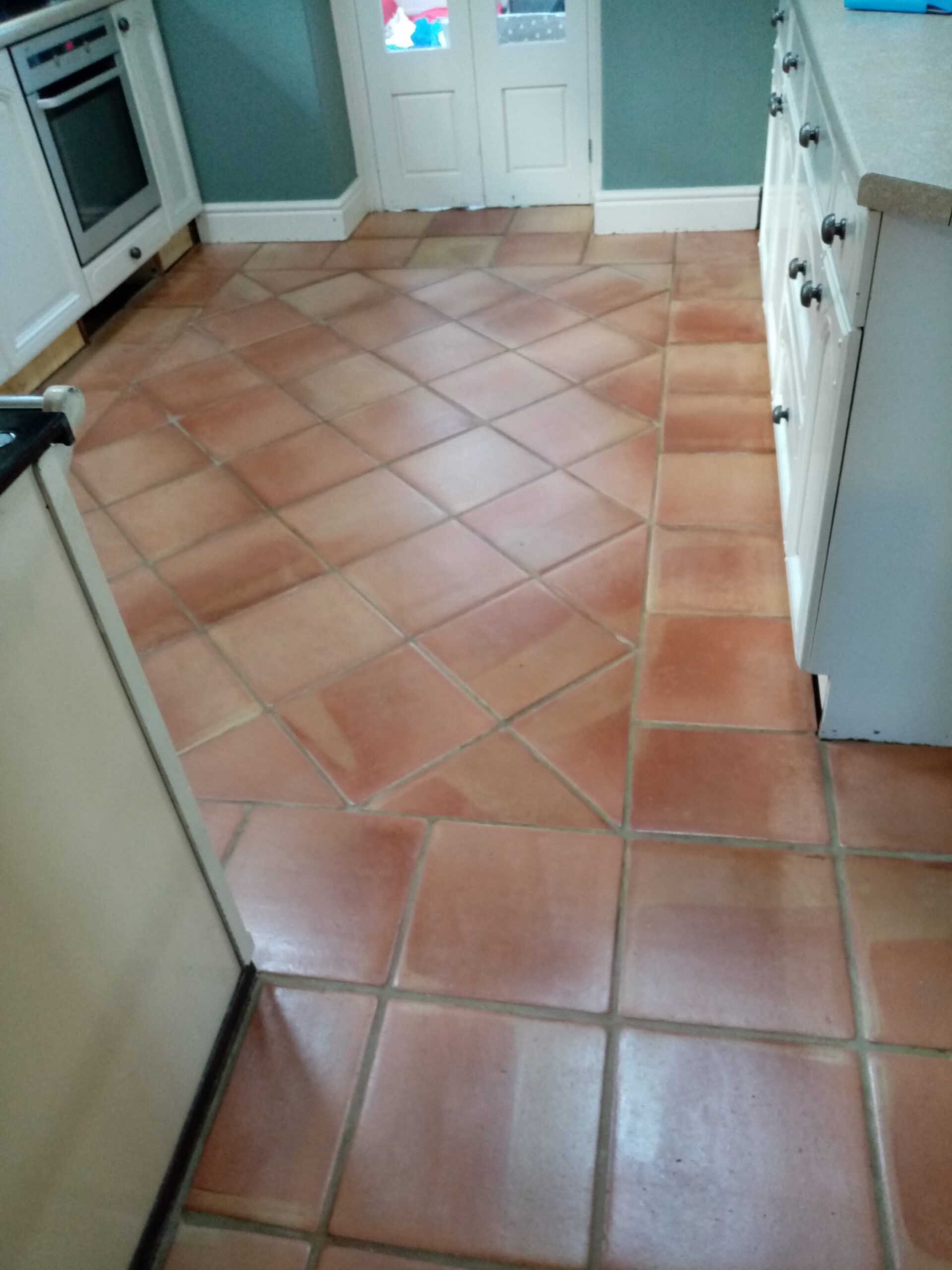 Flood Stained Terracotta Floor After Cleaning Gloucester