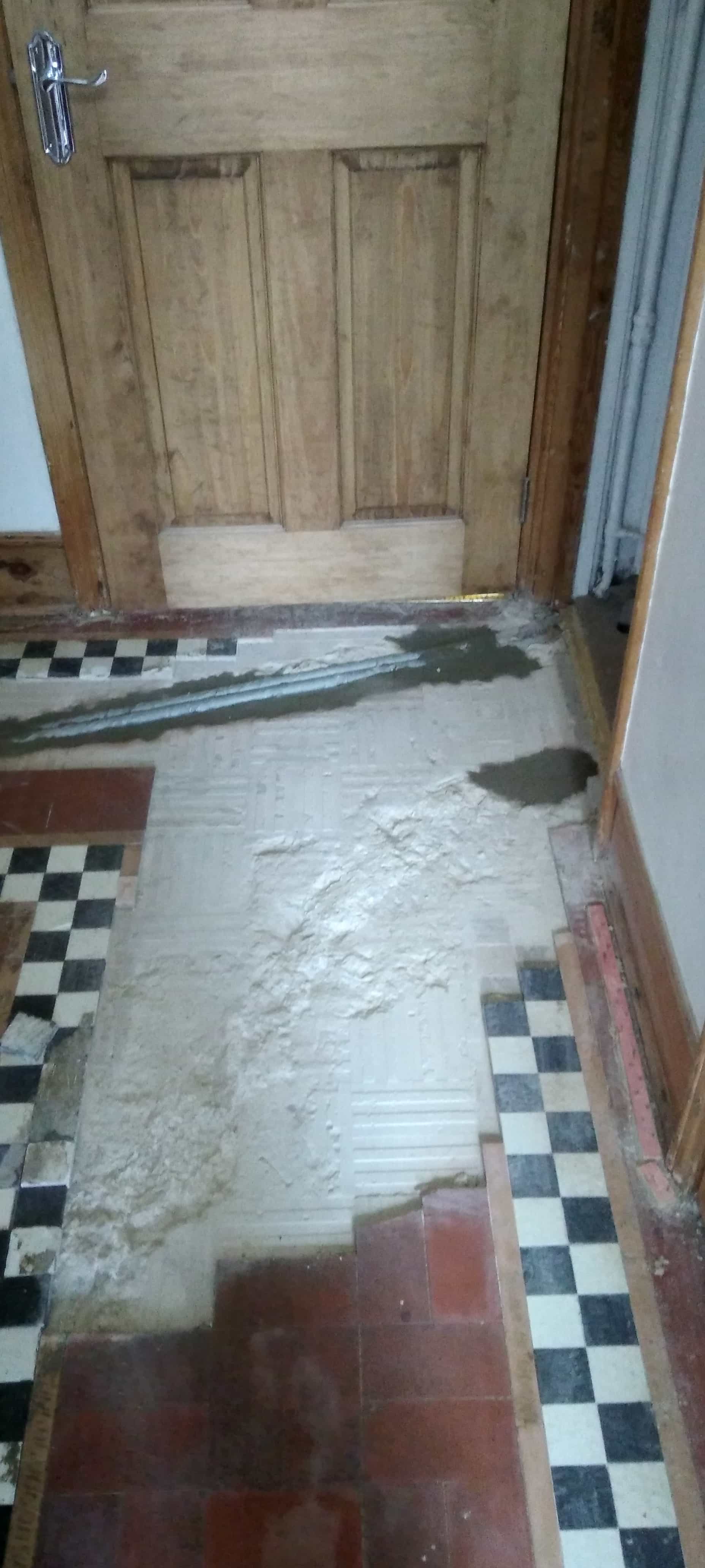 Edwardian Tiled Hallway Floor During Restoration Dursley