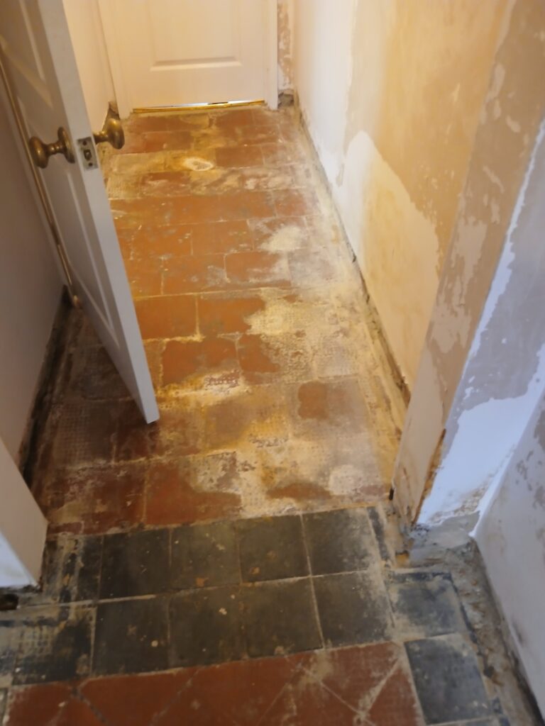 Quarry Tiled Floor Before Restoration Cheltenham