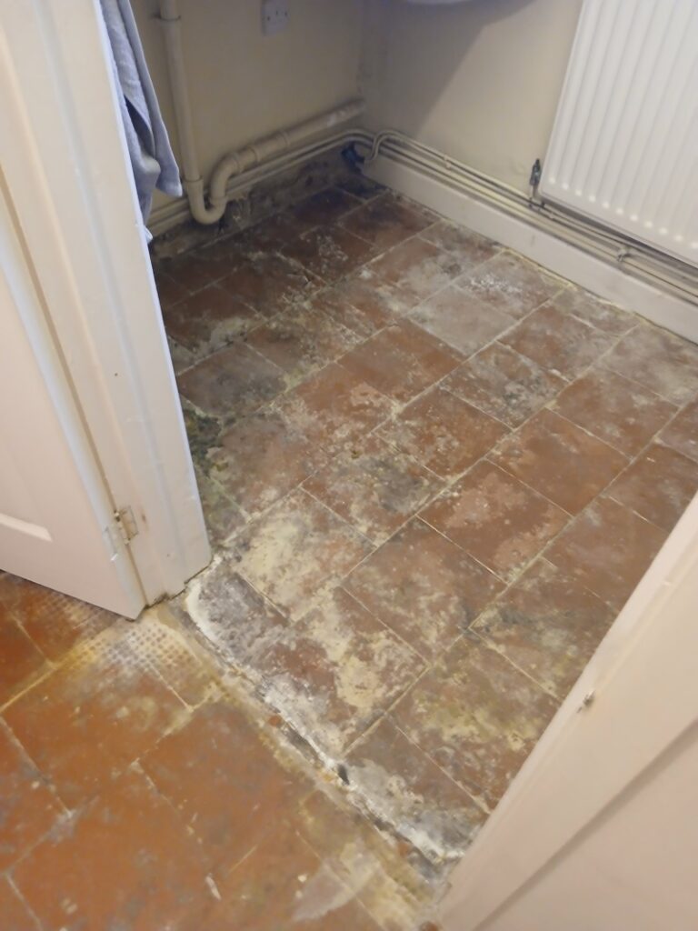 Quarry Tiled Floor Before Restoration Cheltenham