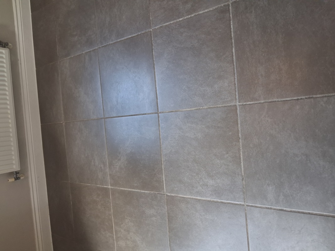 Concrete Effect Porcelain Tiled Floor Before Grout Cleaning Dursley
