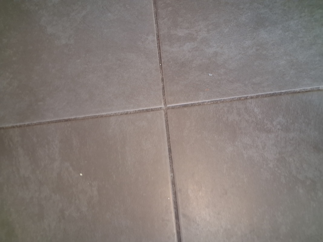 Concrete Effect Porcelain Tiled Floor Before Grout Cleaning Dursley